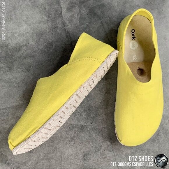 OTZ SHOES OTZ-300GMS LINEN ESPADRILLES MINIMALIST SLIP ON IN YELLOW WITH CORK main image 12